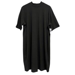 Old Navy Maxi Dress Womens 2XL Plus Black Knit Mock Neck Short Sleeve Ribbed NWT
